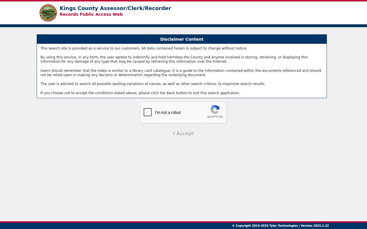 Corcoran people search Kings County Clerk Recorder public records system