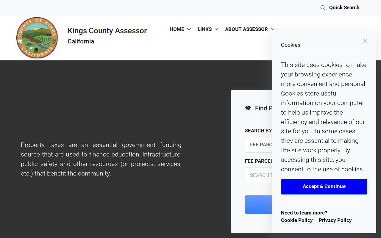 Corcoran people search Kings County assessed values portal