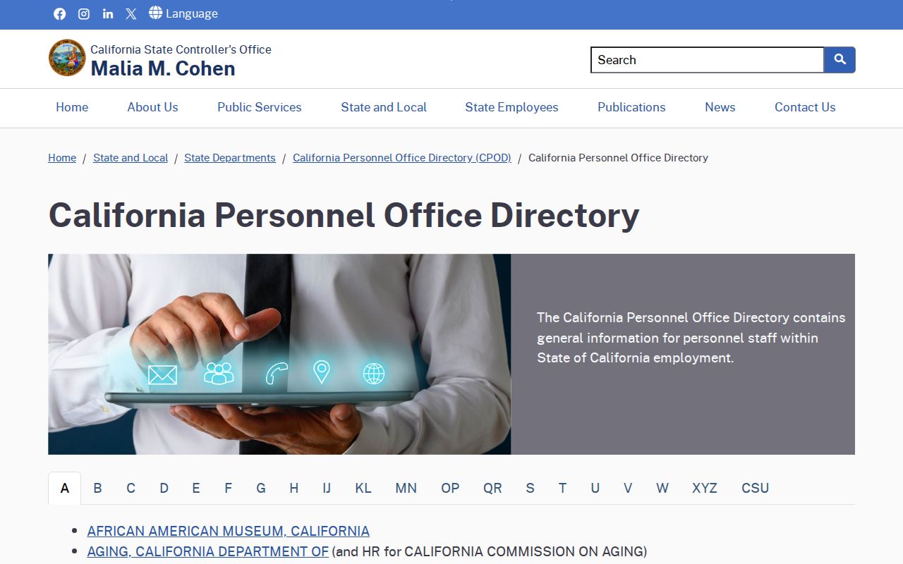 Corcoran people directories California Personnel Office Directory
