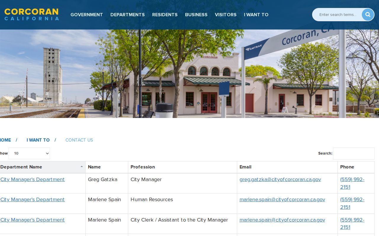 Corcoran people directories city staff contact page