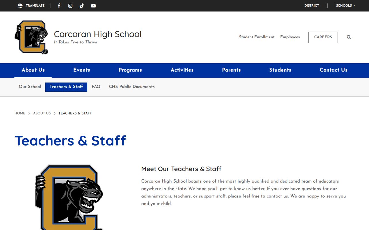 Corcoran people directories Corcoran High School staff list